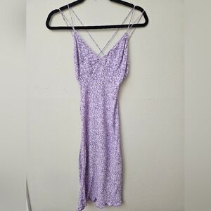 Lavender Floral Spaghetti Strap Dress